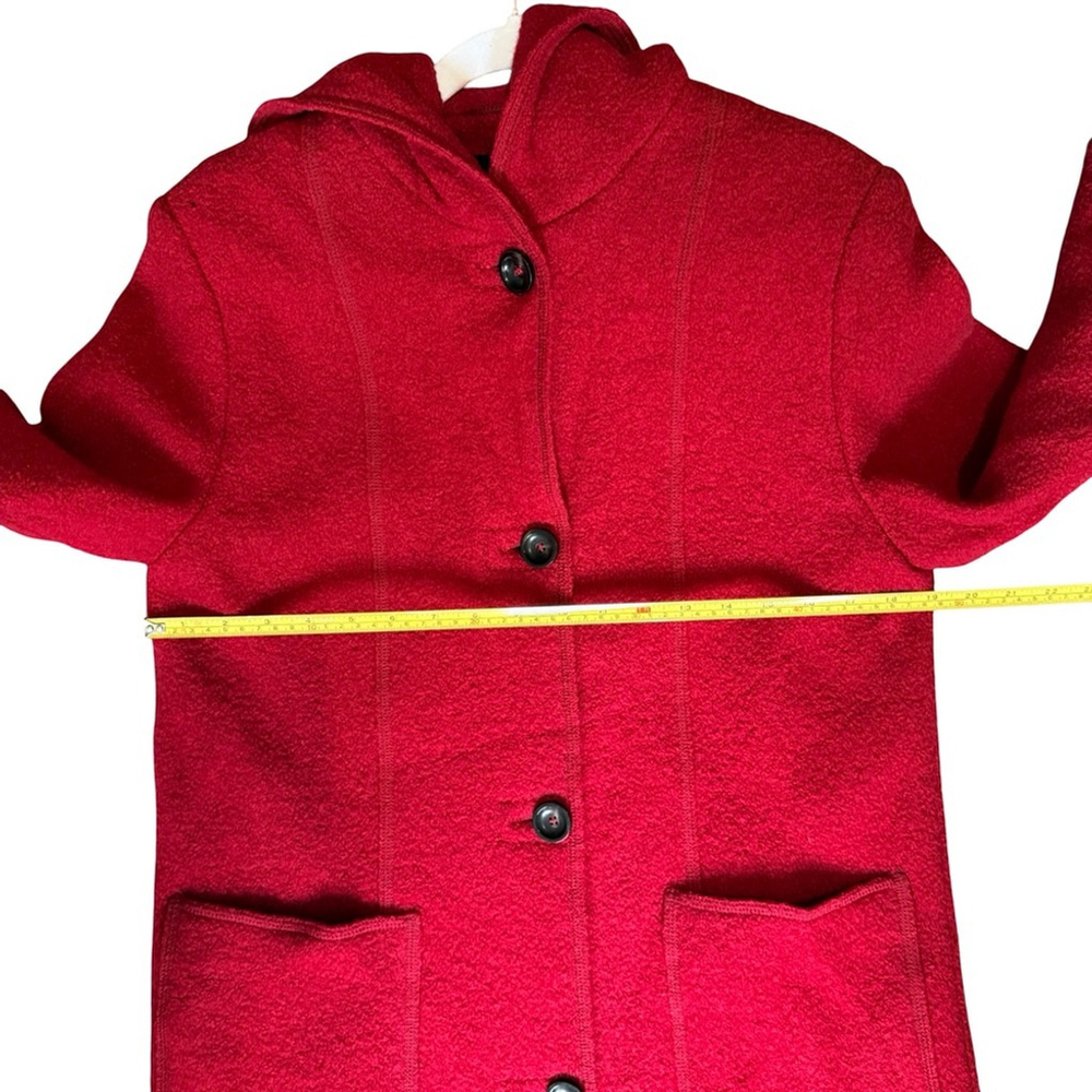 Gerry Weber Edition Red Hooded 100% Virgin Wool Trench Coat Size S M Winter - Picture 7 of 16